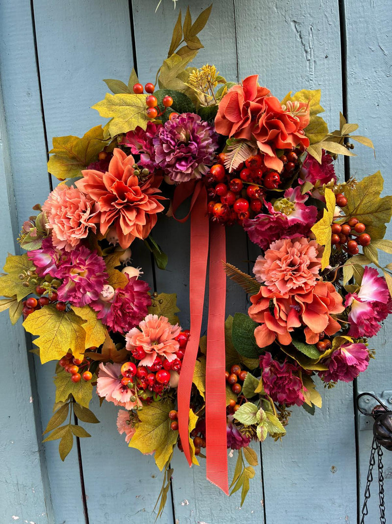 Coral Autumn Wreath