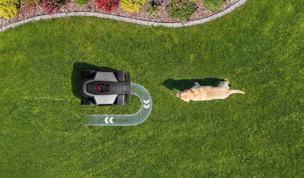 RockMow Z130 mowing the lawn