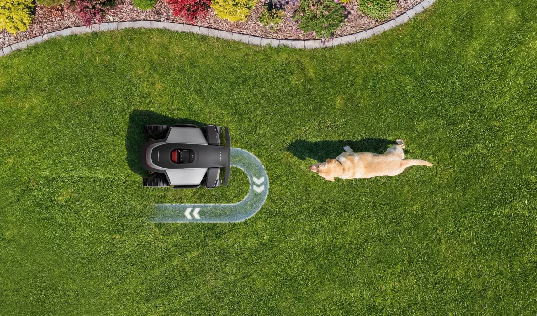 RockMow Z130 mowing the lawn