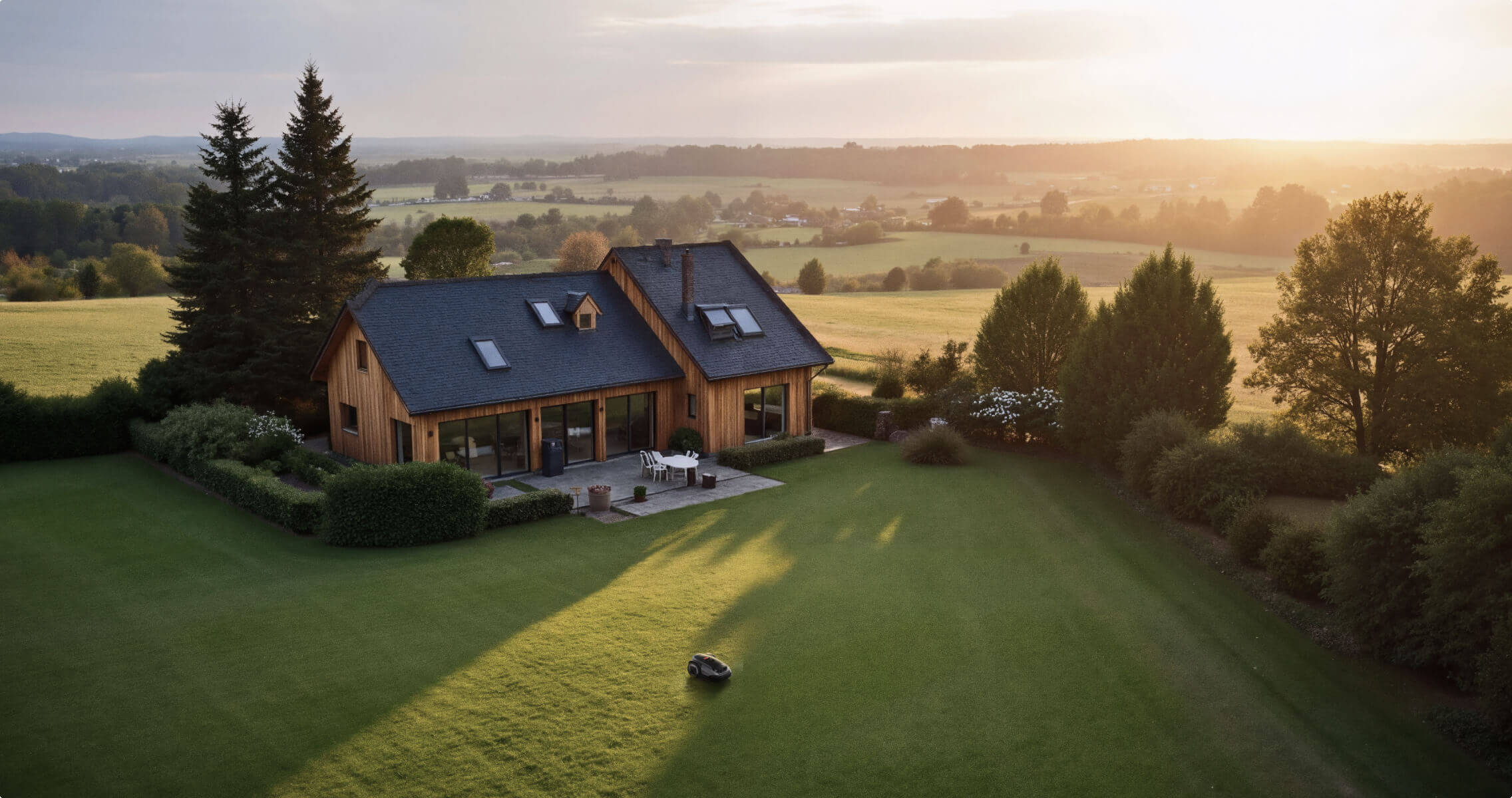 RockMow S115 working across a large level lawn