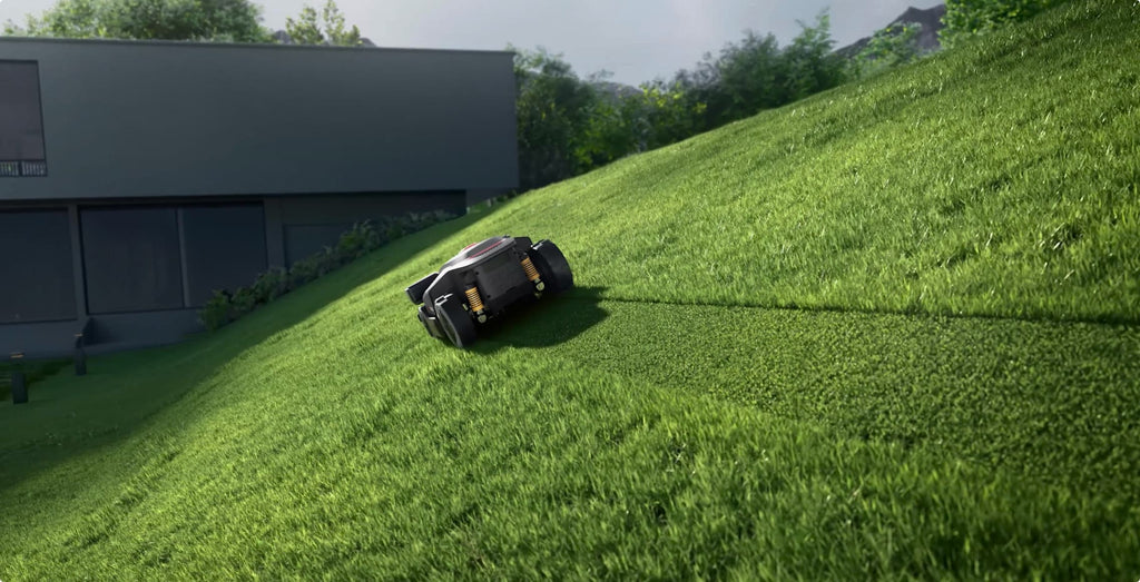 RockMow Z115 mowing steadily on a slope